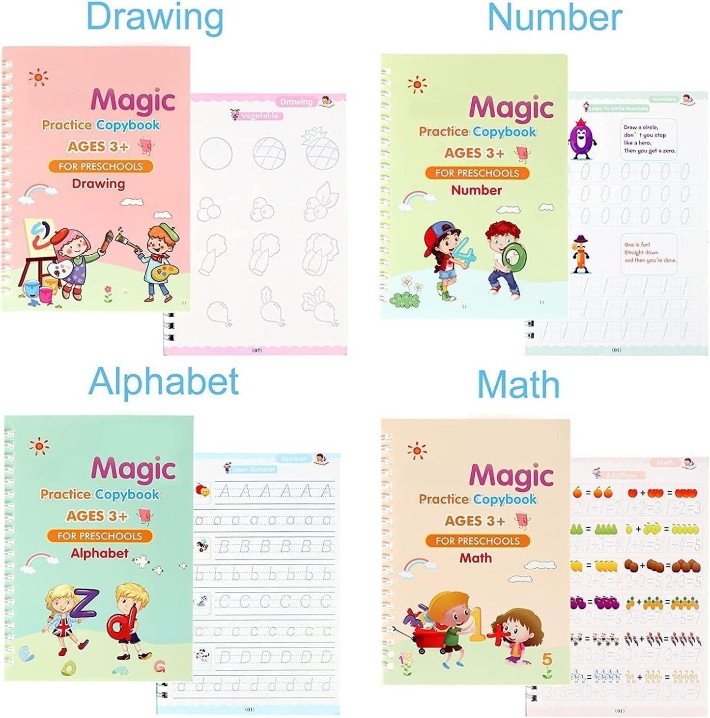 Magic Practice Copybook (4 books/ Reusable)